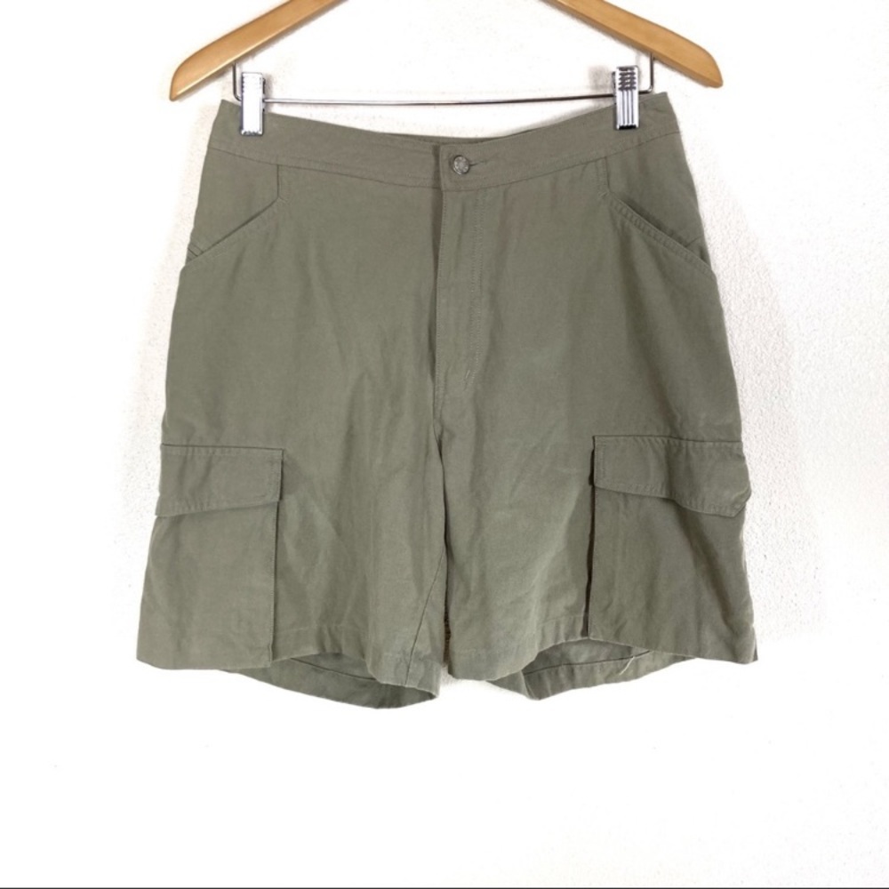 REI Outdoor Hiking Sage Green High Rise Khakis Shorts Cotton Nylon Women’s Sz 12